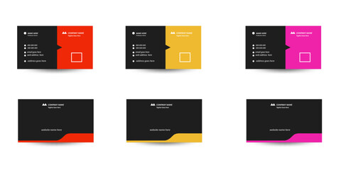 simple modern creative business card template layout design with red,pink and yellow color 