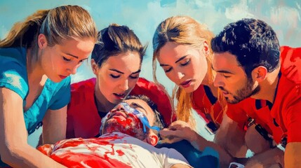 Blood Scene in Cartoon Style Medical Illustration