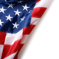 United States of America flag waving in the wind on side position provides copy space for text isolated