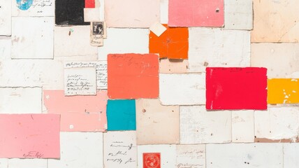 A collage mixing vintage photos, antique postcards, stamps, and handwritten notes, layered in a...