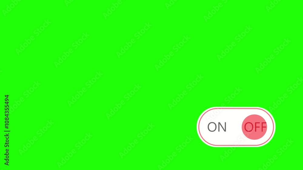 Poster animated toggle switch on a green screen background set to 