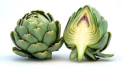 Fresh Artichokes isolated on white background AI Generated