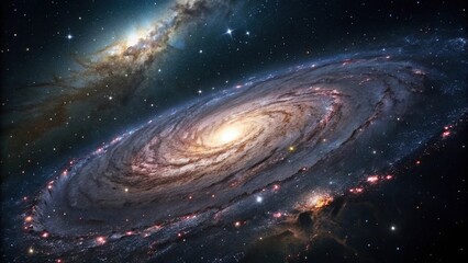 Obraz premium A breathtaking image of the cosmos with swirling black holes and vibrant stars, neutron star, gravitational waves