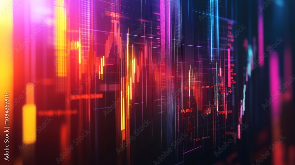 Poster a dynamic business background featuring an economic graph with rising and falling lines, overlaid wi