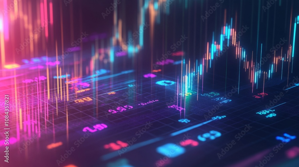 Aufkleber a dynamic business background featuring an economic graph with rising and falling lines, overlaid wi