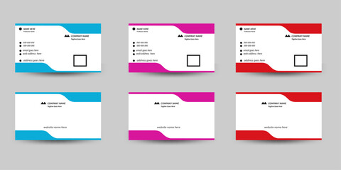 vector simple creative modern business card template layout design with blue,red,pink color
