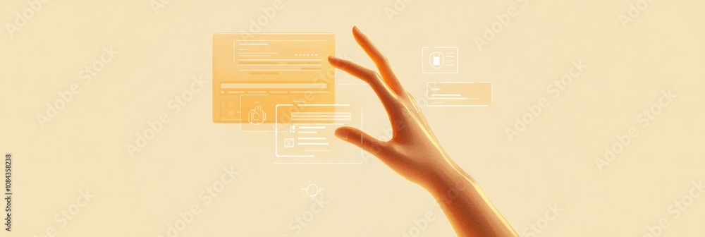 Leinwandbilder a hand is reaching out to interact with a digital display featuring settings and security icons in a