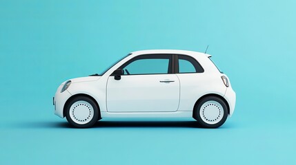 Obraz premium White City Car: 3D Rendering Isolated on Background