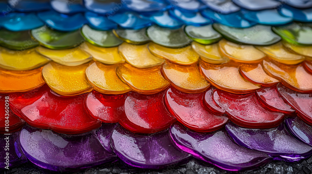 Poster vibrant scales display a spectrum of colors from red to purple, shimmering in the sunlight, creating