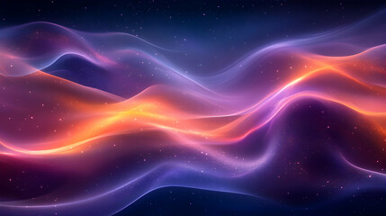 Obraz premium Abstract Purple and Orange Wavy Background with Glittering Stars