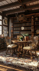 The Aesthetics of Rustic Luxury: A Warm Oak Furniture Showcase in a Comfortable Living Environment