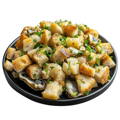 Ultrarealistic UHD Photo of Oyster Stuffing with Moist Bread Mix, Perfect for Thanksgiving and Christmas Feasts