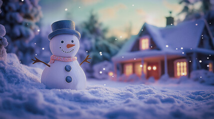 Obraz premium クリスマスと雪だるまのファンタジックなイメージ