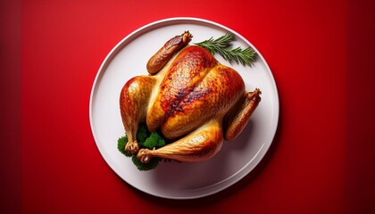 Roasted hindi for Christmas, plate and background