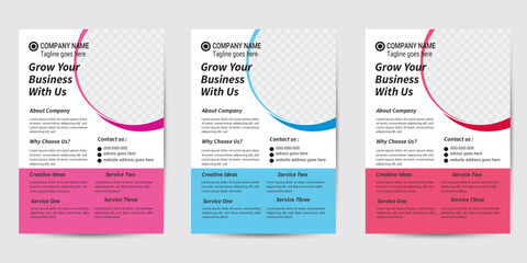 simple creative modern flyer template layout design with blue,red and purple color 