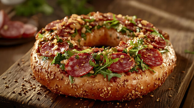 Salami and Arugula Ring Bread - Food Photography