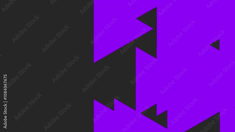 Poster green triangles dynamically appearing and disappearing on a black background.