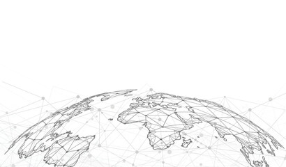 Global network connection. World map point and line composition concept of global business.