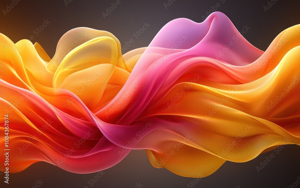 Poster vibrant waves of fabric blend seamlessly, creating a fluid and colorful abstract composition