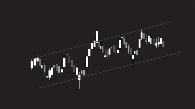 Abstract business stock market investment graph growth technology on black background.