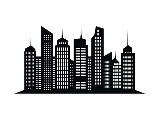 Fototapeta premium City Silhouette Vector Set Urban Skyline Panorama and Border Collection Architecture Design.