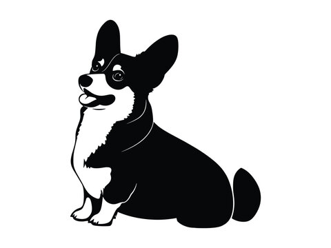 recommend clip art: Corgi Dog Silhouette Cute Welsh Breed Outline Design