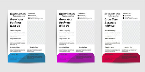 vector simple creative modern flyer template layout design with red, purple and blue color