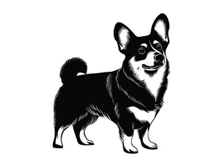 Corgi Dog Silhouette Cute Welsh Breed Outline Design