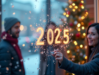 People celebrate the beginning of 2025