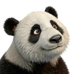 Obraz premium An adorable panda with a cute facial expression and a gentle smile, gazing upward.