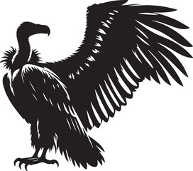 Vulture Silhouette Vector Art on White Background - Scavenger Bird Icon Design

