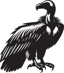 Vulture Silhouette Vector Art on White Background - Scavenger Bird Icon Design

