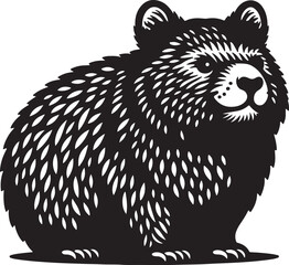 MobileWombat Silhouette Vector Art on White Background - Adorable Australian Animal Icon Design

