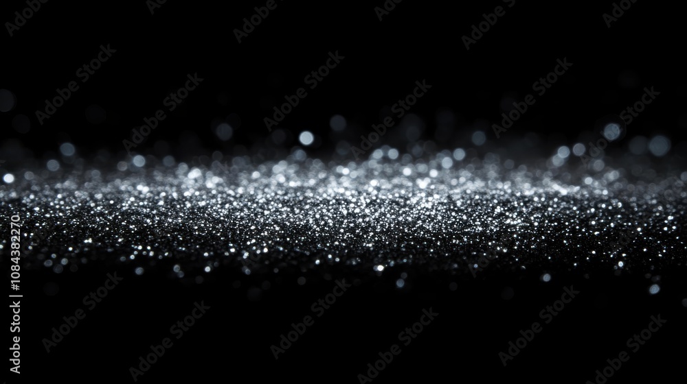 Aufkleber sparkling silver particles create a dreamy atmosphere against a black background in a dazzling displ