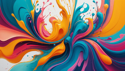 Explosi&oacute;n de colores vibrantes en dise&ntilde;o abstracto fluido
