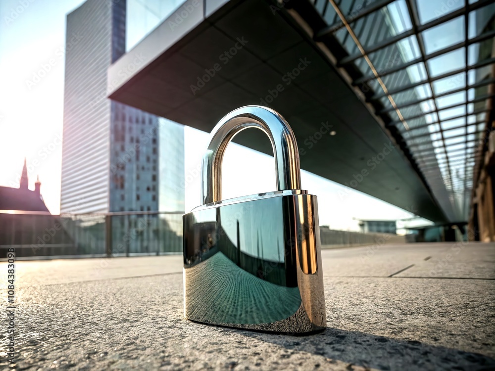 Aufkleber a modern stylized padlock with a shiny gradient finish symbolizing security and protection in archit