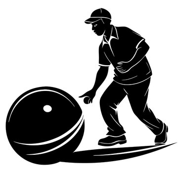 recommend clip art: Silhouette of a bowler delivering the ball: A bold and dynamic silhouette of a bowler in action, showcasing the power and precision of the sport. The player is captured in mid-delivery.