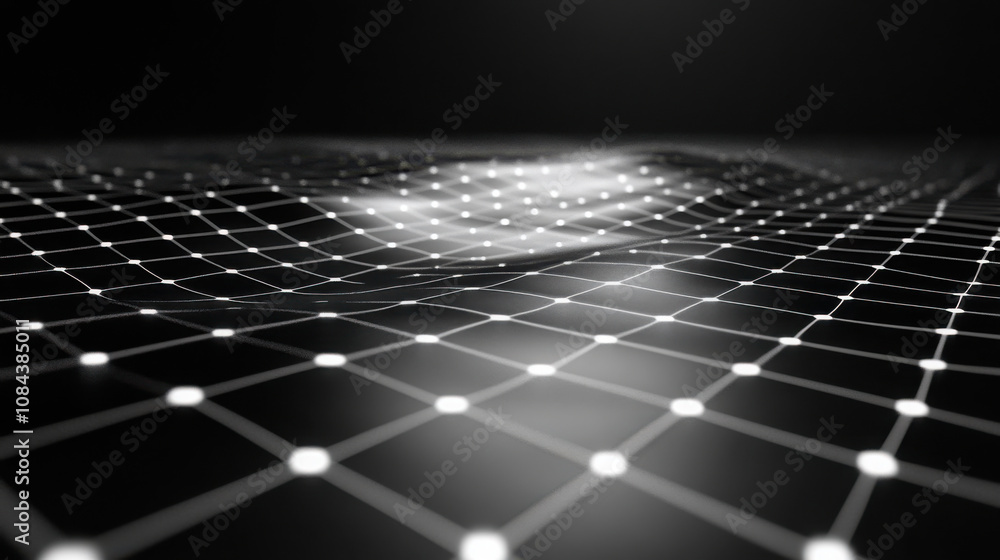 Poster a plain geometric grid with 3d depth with no color.