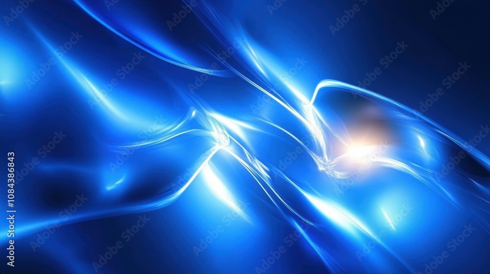 Poster abstract blue light waves flowing smoothly across a dark surface creating a mesmerizing visual effec