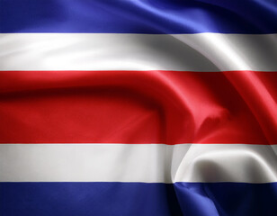 Costa Rica flag waving in the wind on side position provides copy space for text isolated