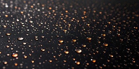Naklejka premium A scattered pattern of small glowing drops on a black canvas, with slight blur effect and gradient color transitions, glow in the dark, vibrant colors, ambient lighting