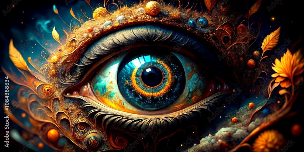 Poster abstract eye on dark background: a captivating exploration of perception and vision with depth and t