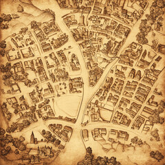 A map of old city background. Vintage style, old map paper