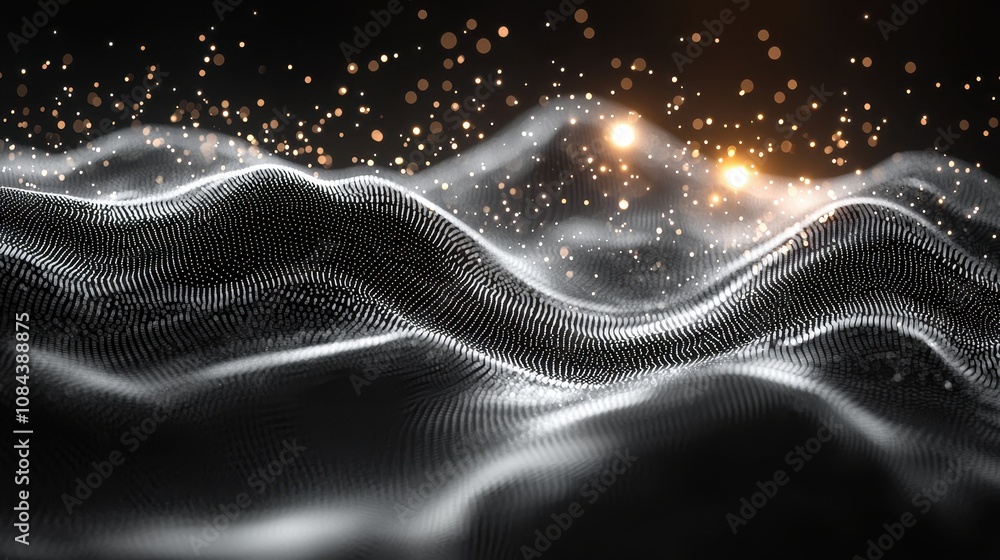 Aufkleber dynamic waves of light abstract art digital realm modern aesthetics close-up view illumination conce