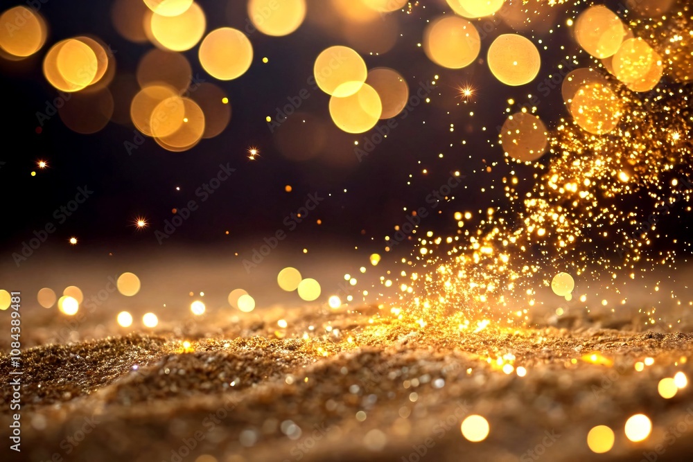 Aufkleber abstract motion background with shimmering gold particles and bokeh effects for modern christmas and