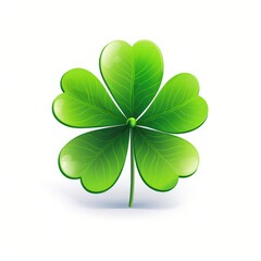 Fototapeta premium Bright Green Four-Leaf Clover Design Symbolizing Good Luck and Fortune, Perfect for St. Patrick's Day, Nature Themes, and Positive Energy in Various Backgrounds