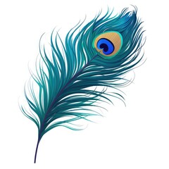 Obraz premium Vibrant Peacock Feather Design with Rich Blue and Green Tones, Perfect for Artistic and Nature-Inspired Projects, Illustrations, and Backgrounds