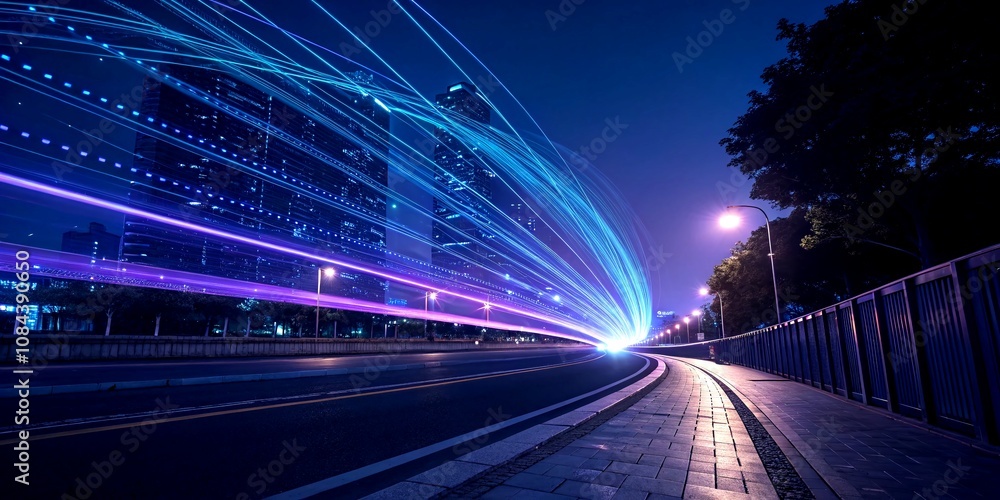 Poster abstract technology concept background representing high-speed internet in a low light environment w