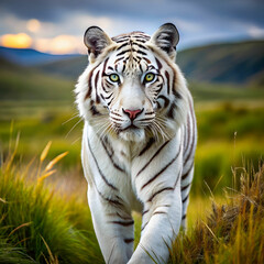 Naklejka premium white tiger in ice land