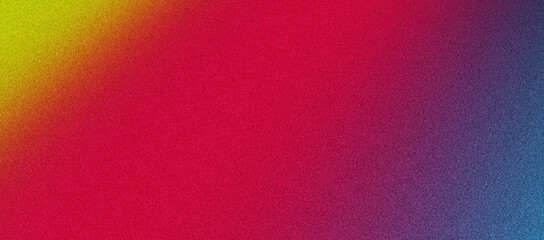 Abstract grainy background, yellow pink blue summer color gradient, noise texture banner, poster header cover design